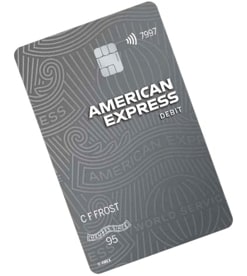 An American Express Rewards Checking Debit Card.