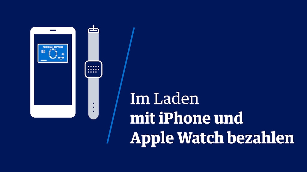 Illustration eines iPhones und einer Apple Watch, die verdeutlicht, dass Sie in Läden mit Apple Pay bezahlen können.
