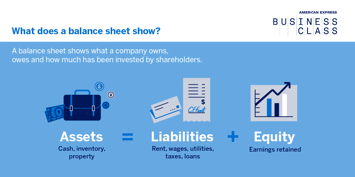A graphic outlining what a balance sheet shows