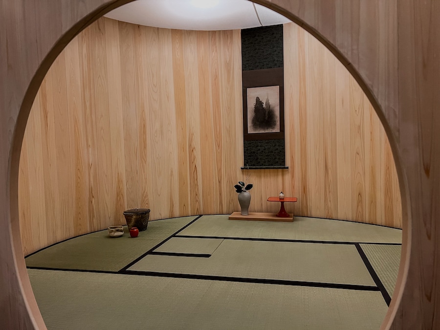 木桶の技法で制作した茶室。（中川木工芸提供）