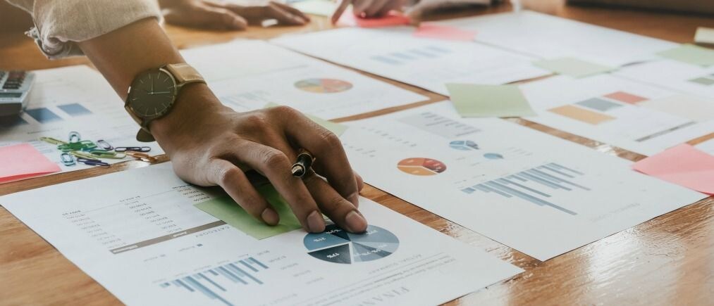 Business People Planning Strategy Analysis from financial document report, Office Concept